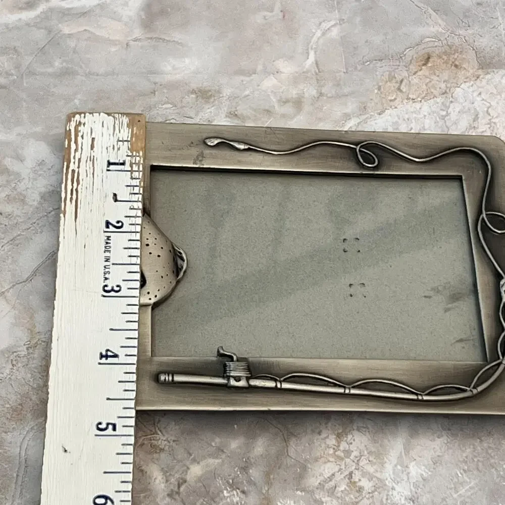 SixTrees Pewter Photo Frame 4.5 x 6 in Fish and Fishing Rod Design London NY